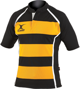 Gilbert Rugbyshirt Xact II Hoop Zwart/Geel - M