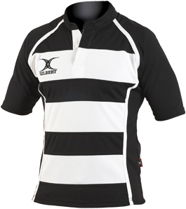 Gilbert Rugbyshirt Xact II Hoop Zwart/Wit - 146