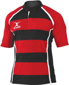 Gilbert Rugbyshirt Xact II Hoop Rood/Zwart - M